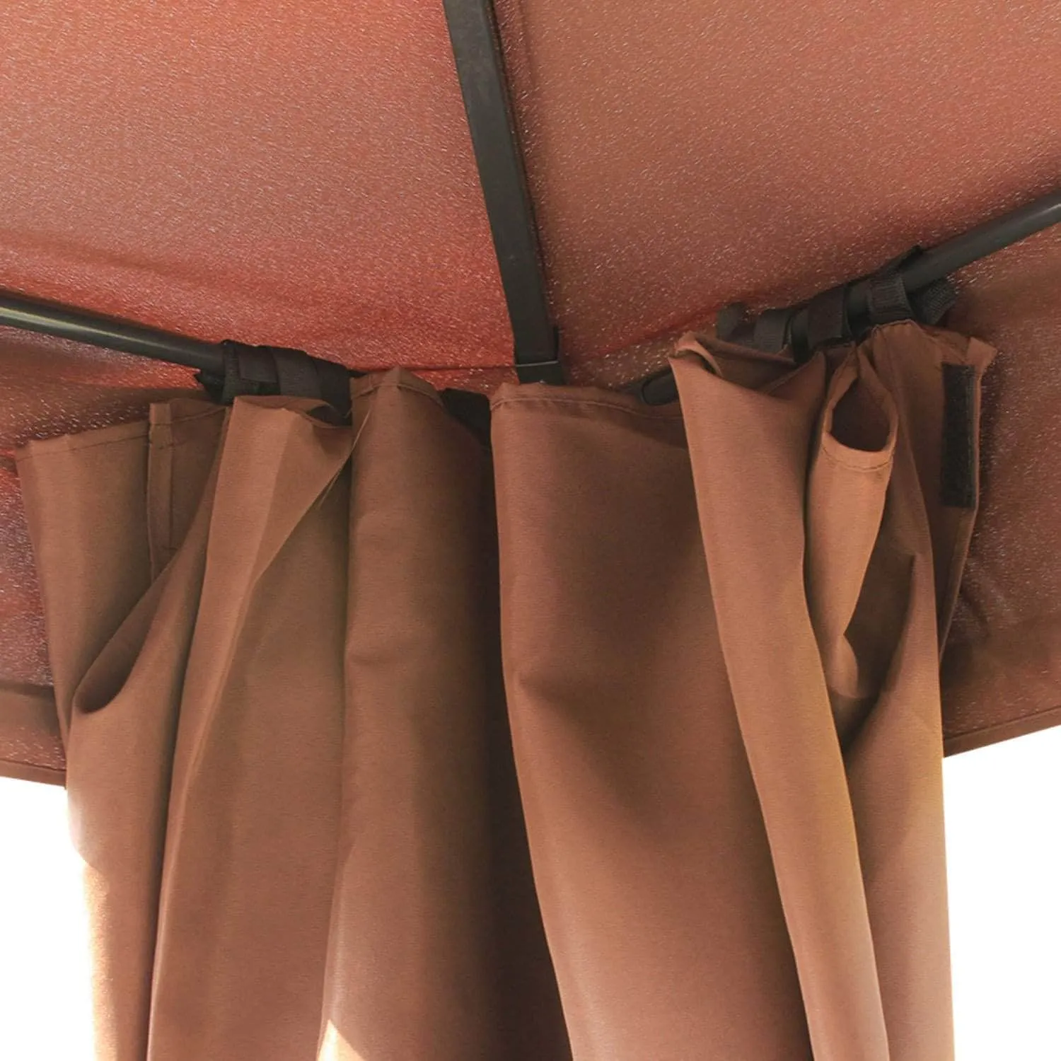 10ft x 13ft Gazebo Canopy Double Tiered Outdoor Tent with Curtain in Dark Coffee