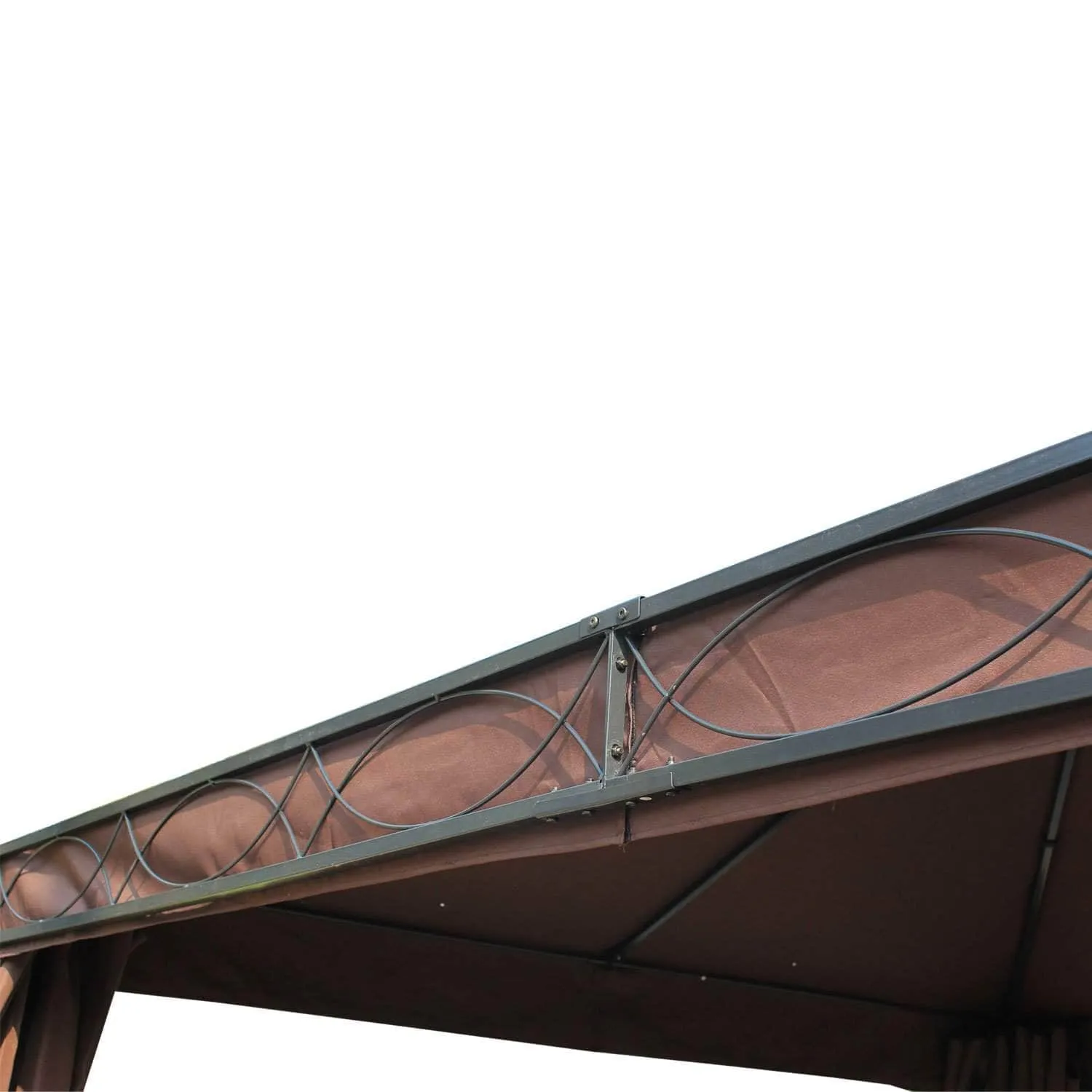 10ft x 13ft Gazebo Canopy Double Tiered Outdoor Tent with Curtain in Dark Coffee