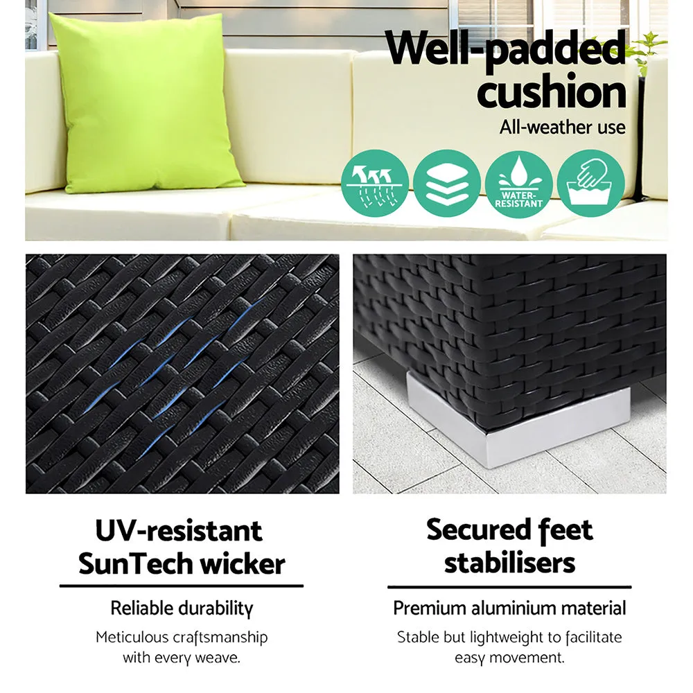11 Pc Modular Outdoor Setting Sofa Lounge Set Patio Furniture Wicker Black Storage Cover