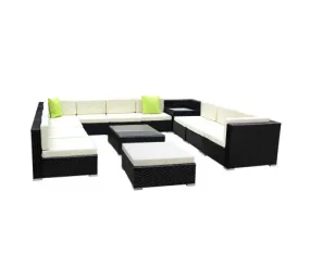 13PC Sofa Set with Storage Cover Outdoor Furniture Wicker