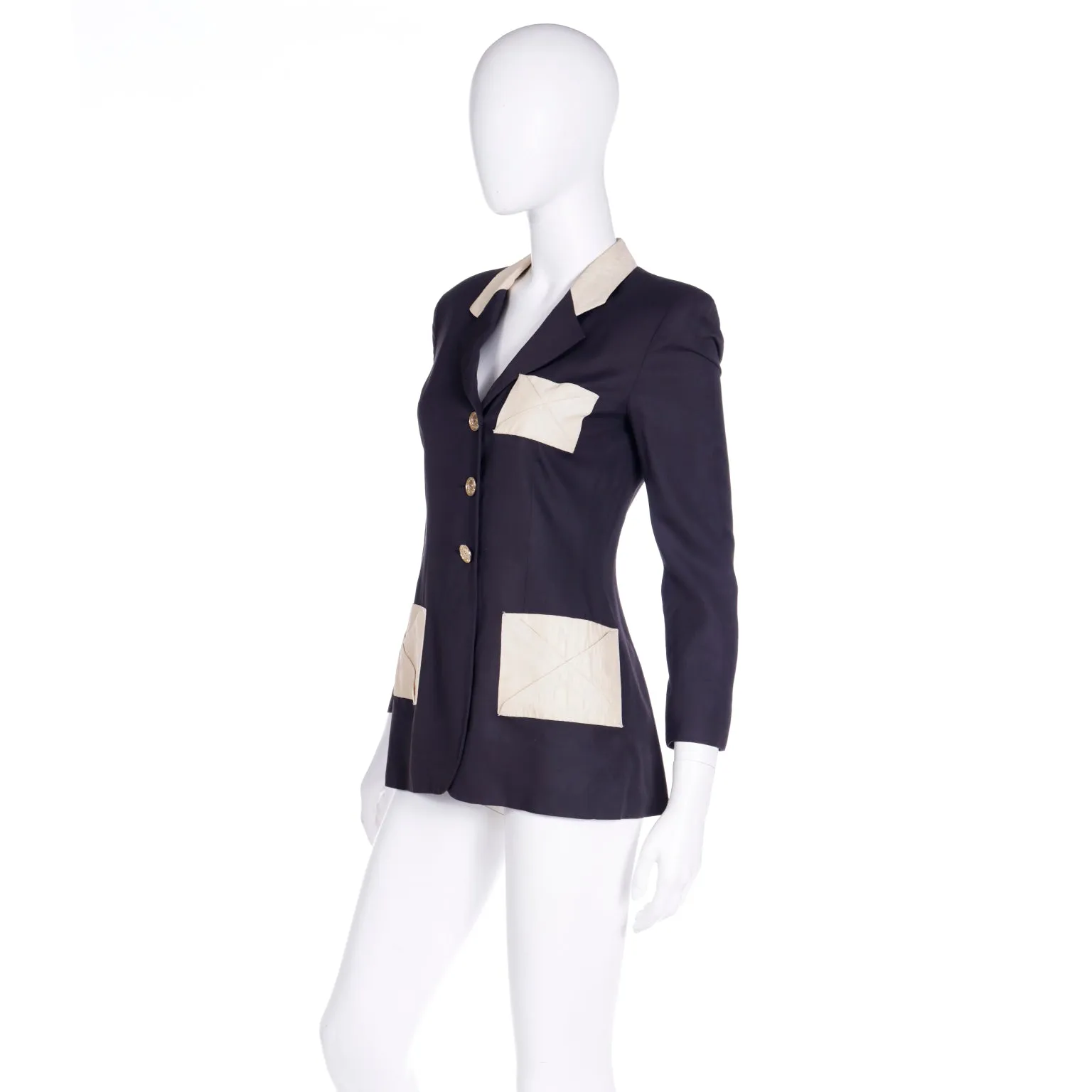 1990s Franco Moschino Vintage Brown Blazer w Envelope Style Pockets
