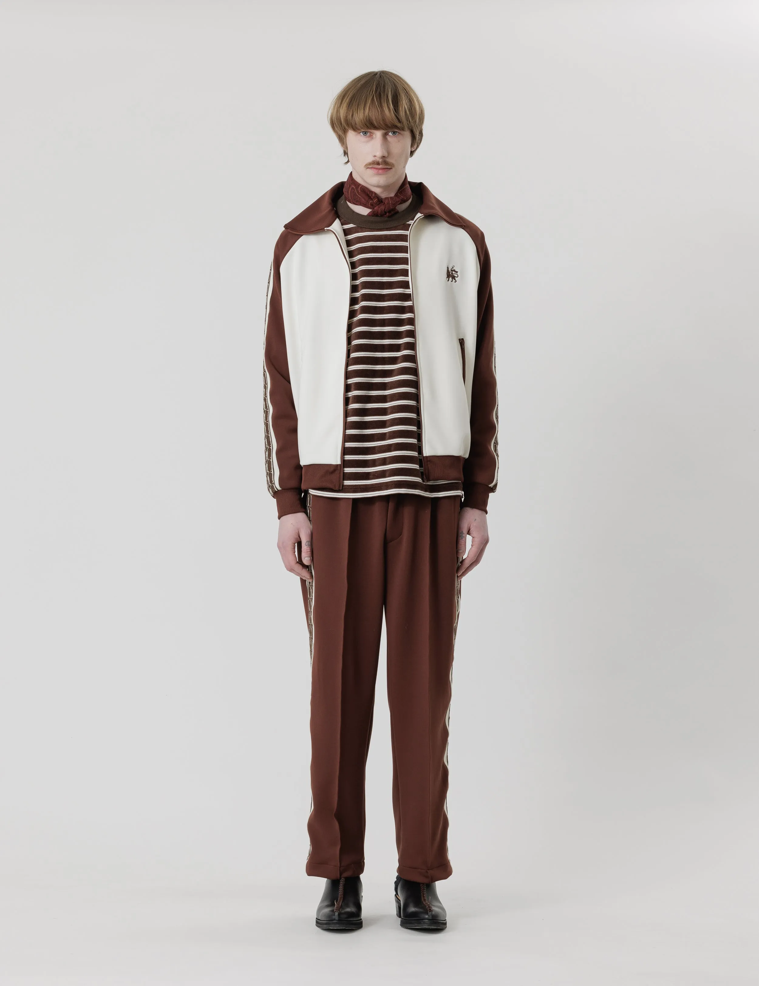 24AW-CSS-001 / LACE TAPE TRACK JACKET / BROWN × WHITE