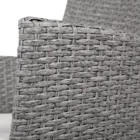 3PC Outdoor Bistro Set Patio Furniture Wicker Setting Chairs Table Cushion Grey