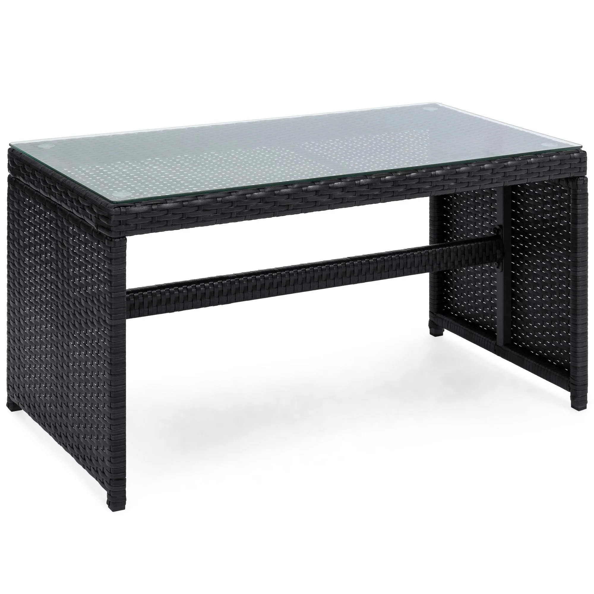 4-Piece Outdoor Wicker Sofa Furniture Set w/ 1 Double, 2 Single Sofas, Table