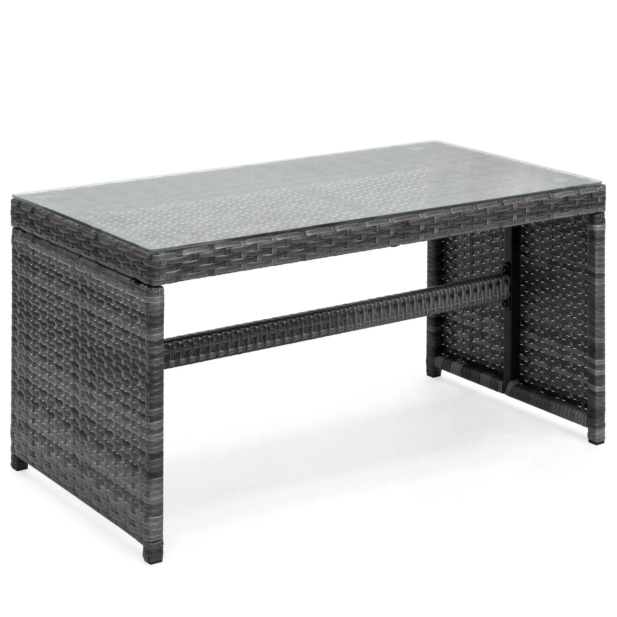 4-Piece Outdoor Wicker Sofa Furniture Set w/ 1 Double, 2 Single Sofas, Table