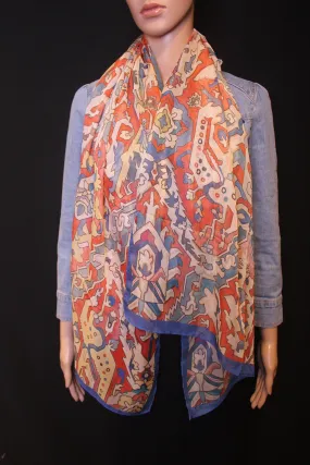 67-22 in luxury silk and cotton blend high quality Armenian rug pattern scarf