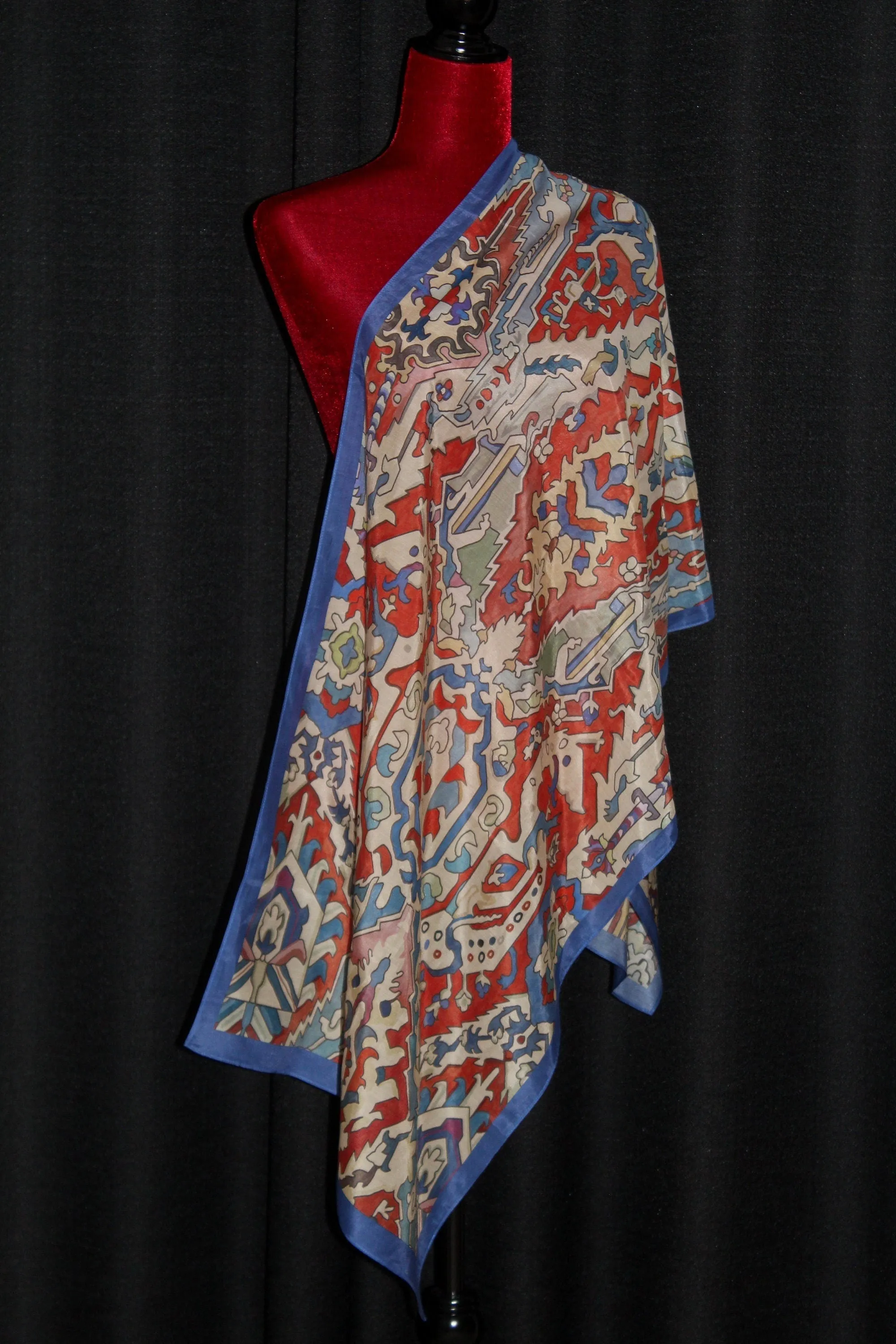 67-22 in luxury silk and cotton blend high quality Armenian rug pattern scarf