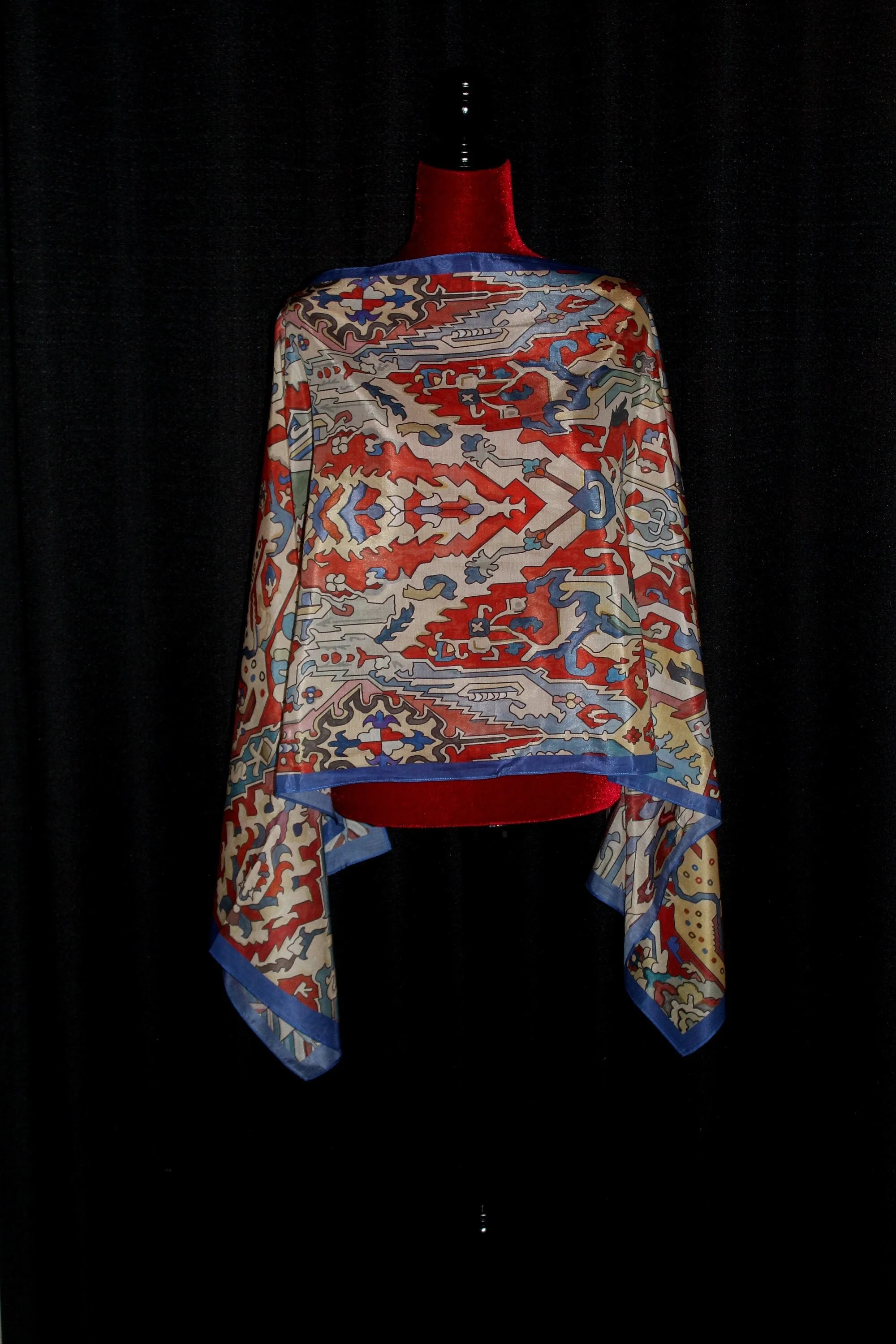 67-22 in luxury silk and cotton blend high quality Armenian rug pattern scarf