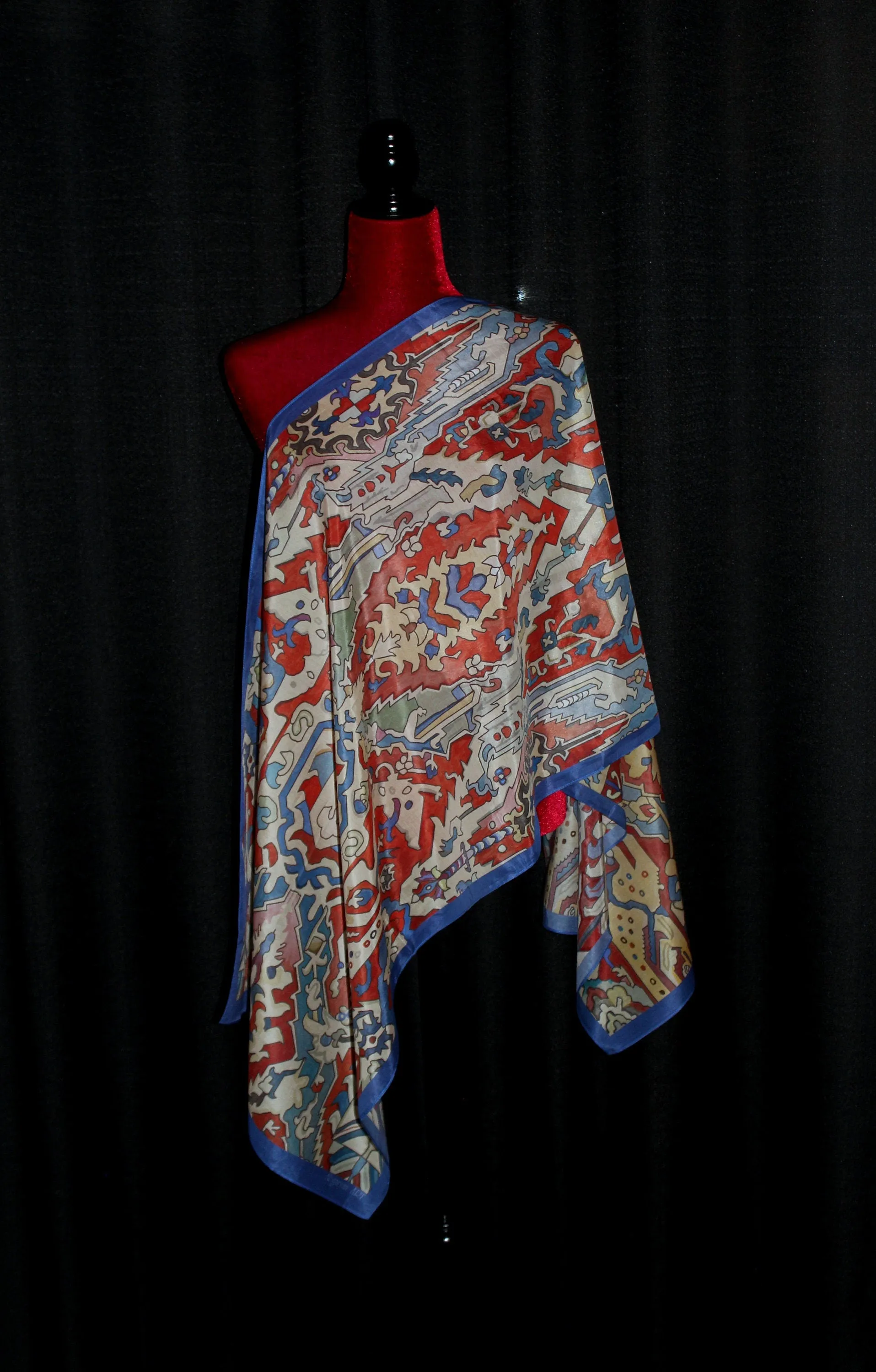 67-22 in luxury silk and cotton blend high quality Armenian rug pattern scarf