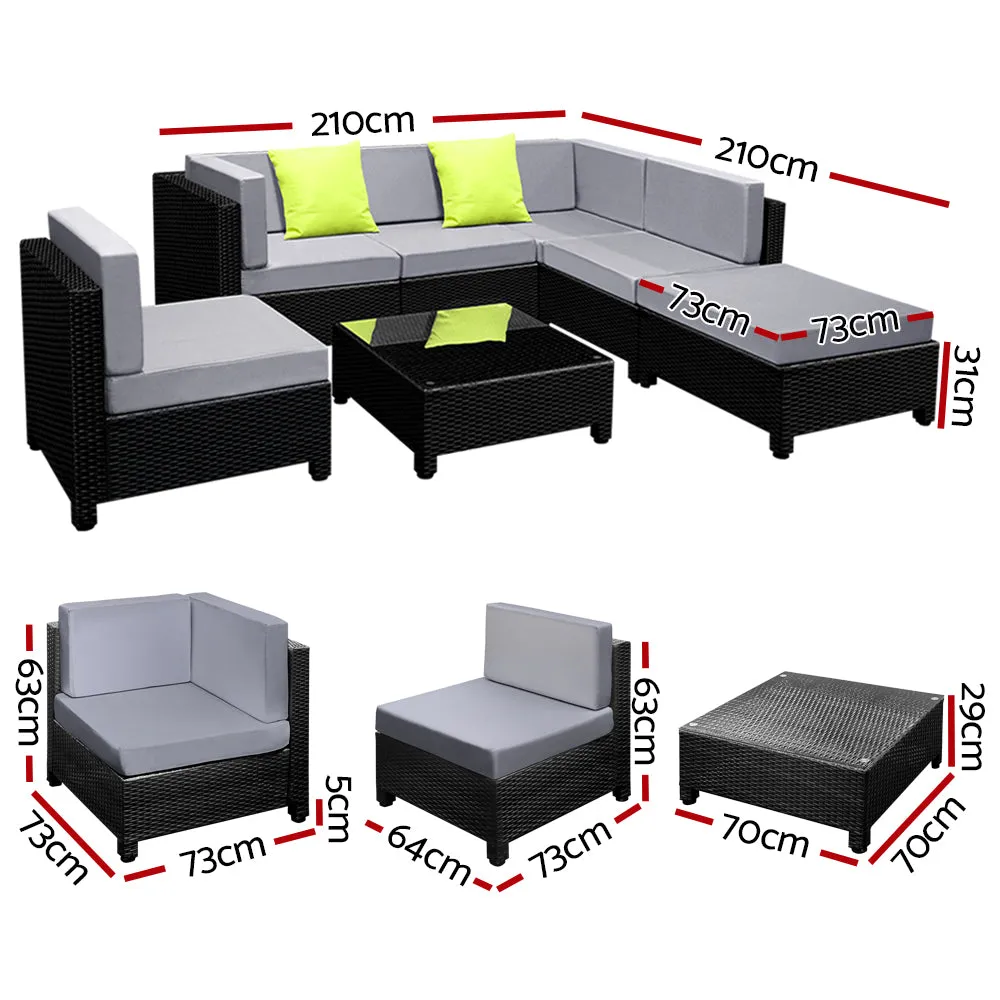 7 Pc Modular Outdoor Setting Sofa Lounge Set Patio Furniture Wicker Black Storage Cover