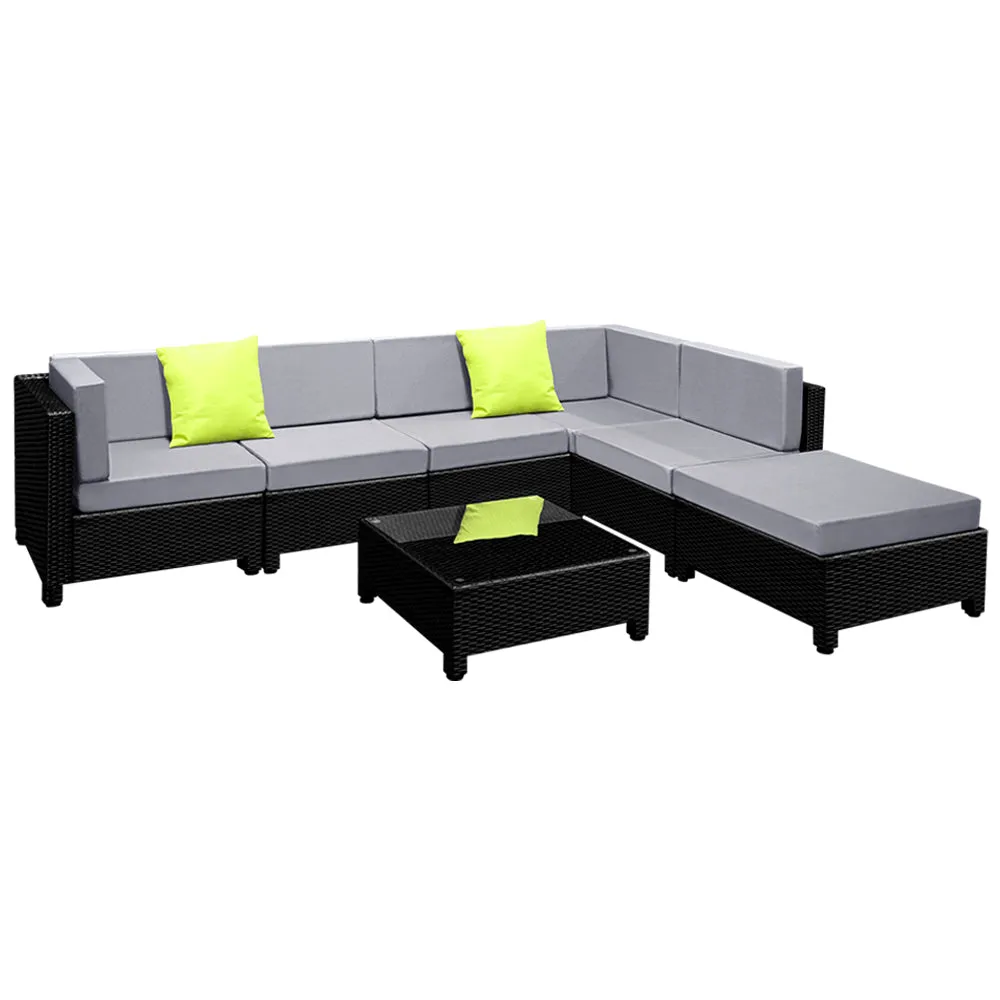 7 Pc Modular Outdoor Setting Sofa Lounge Set Patio Furniture Wicker Black Storage Cover