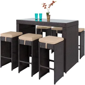 7-Piece Wicker Bar Patio Dining Set