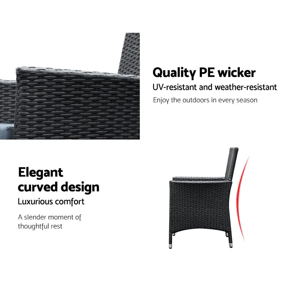 7pcs Outdoor Furniture Dining Setting Chair Table Rattan Glass Patio Set