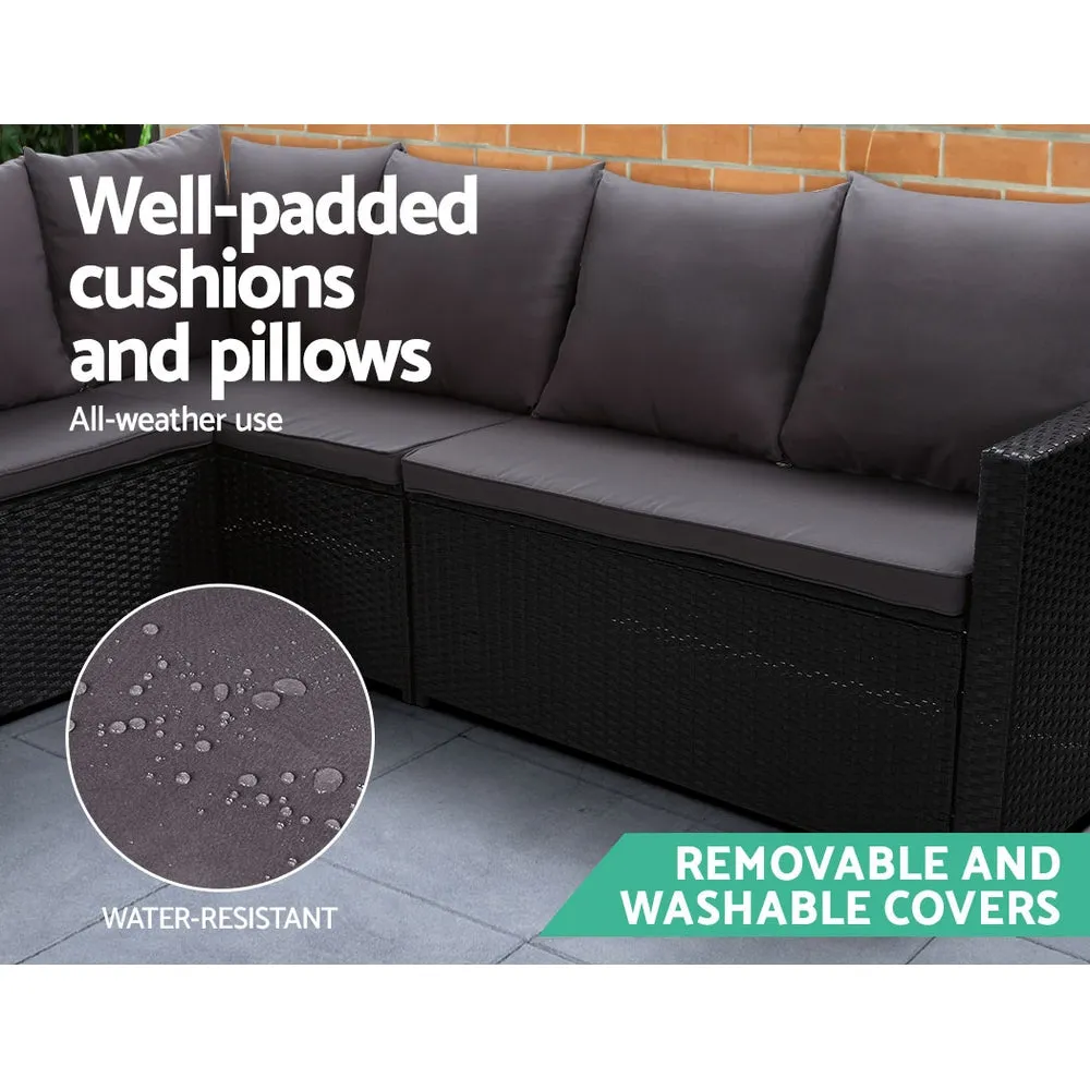 8-Seater Wicker Outdoor Dining Sofa Set, UV-Weather Resistant - Gardeon