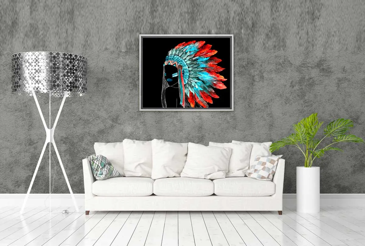 Abstract Feather Head Dress | Canvas Wall Art Print