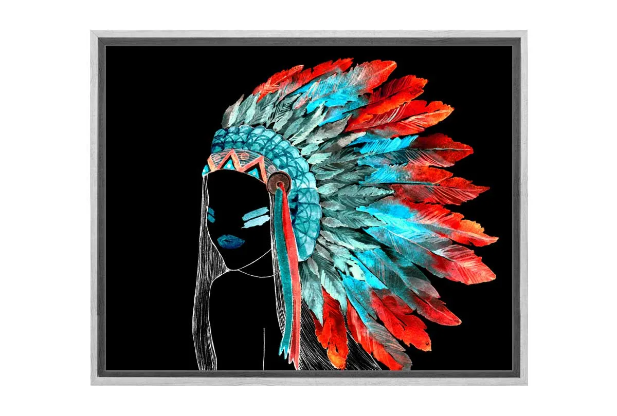 Abstract Feather Head Dress | Canvas Wall Art Print