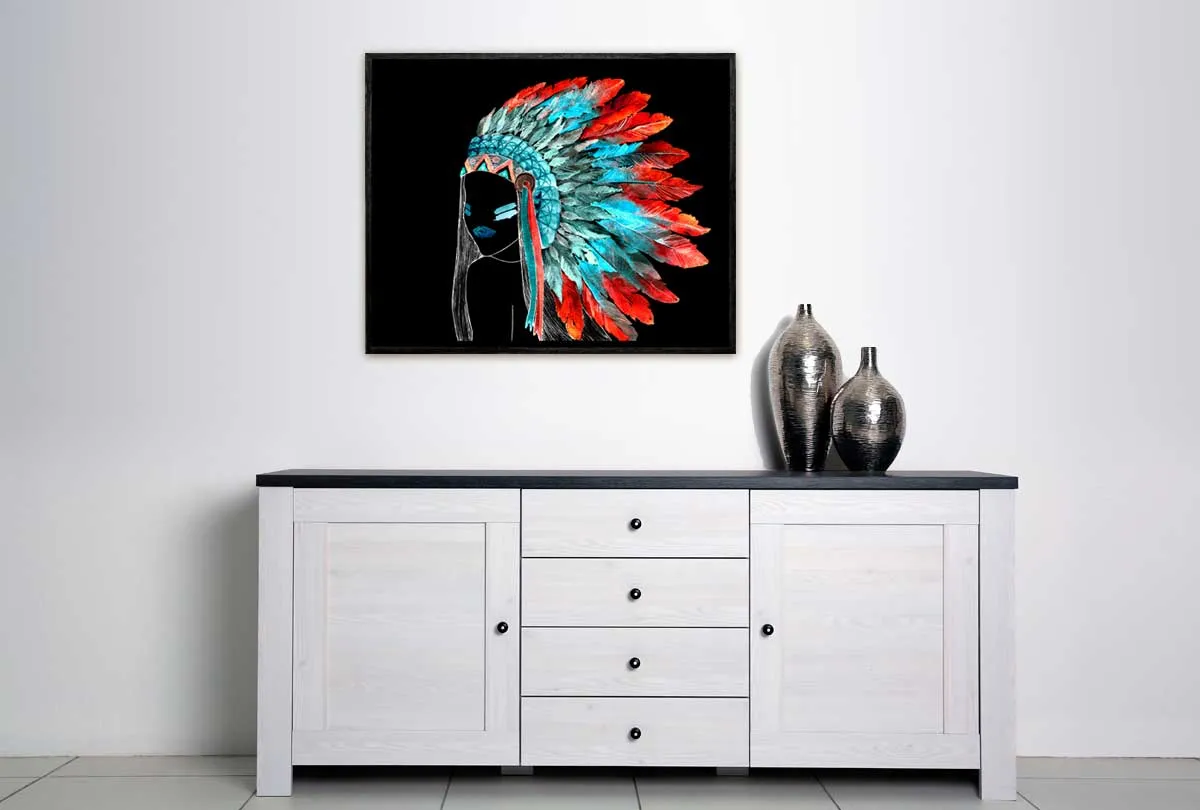 Abstract Feather Head Dress | Canvas Wall Art Print