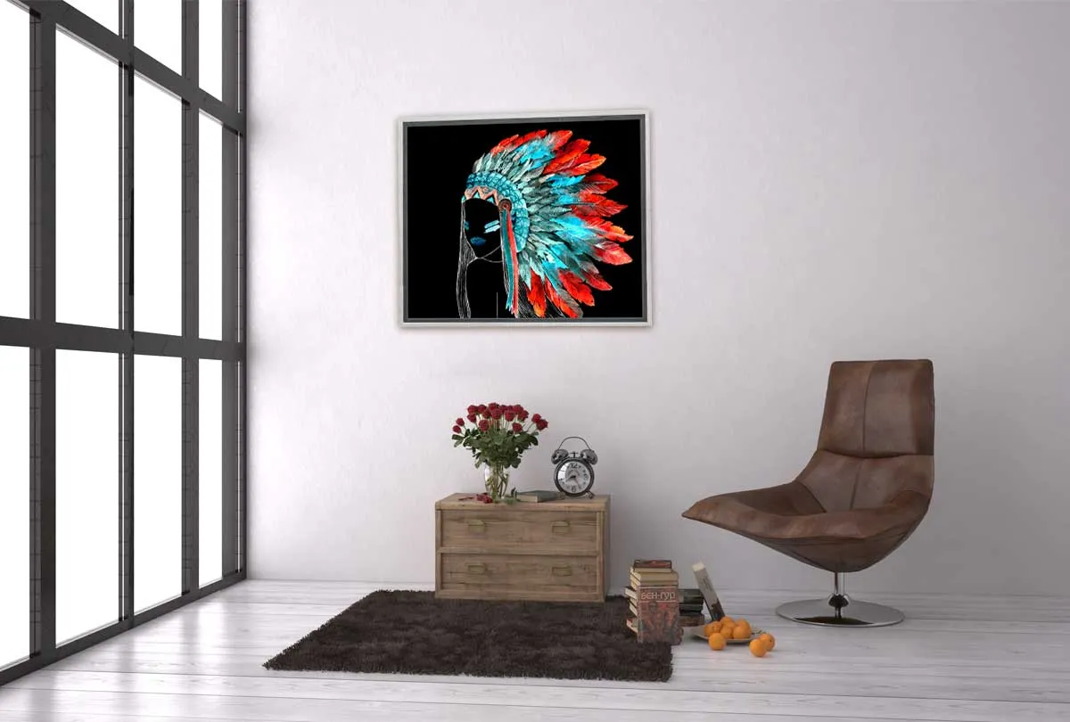Abstract Feather Head Dress | Canvas Wall Art Print