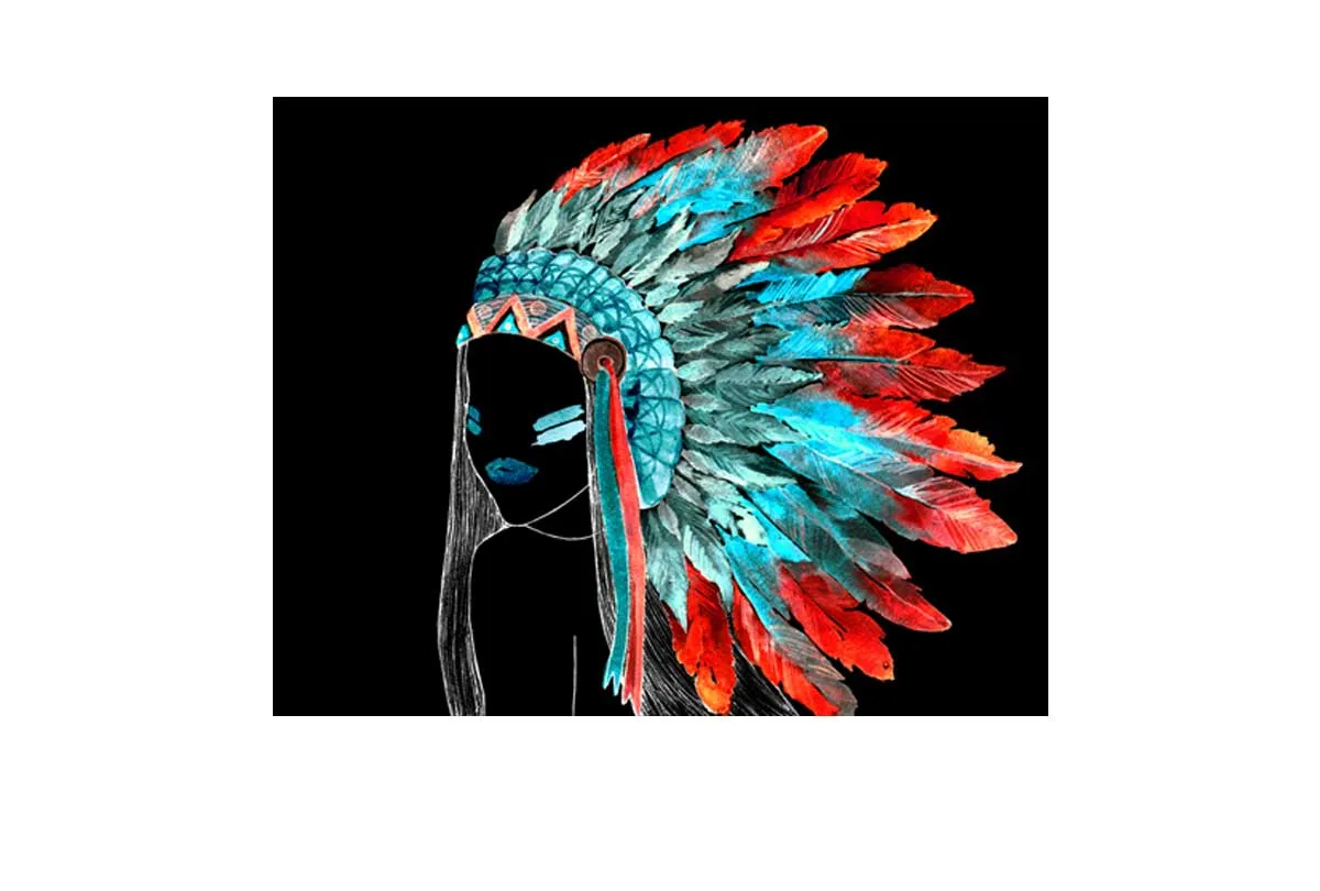 Abstract Feather Head Dress | Canvas Wall Art Print