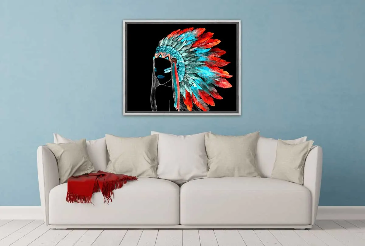 Abstract Feather Head Dress | Canvas Wall Art Print