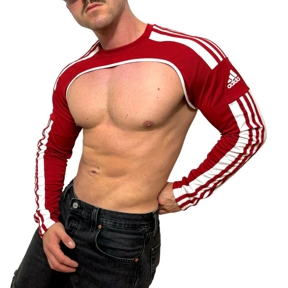 Adidas Sport Shoulders Crop Top Long Sleeves Red Top BY SNEAKERMASK