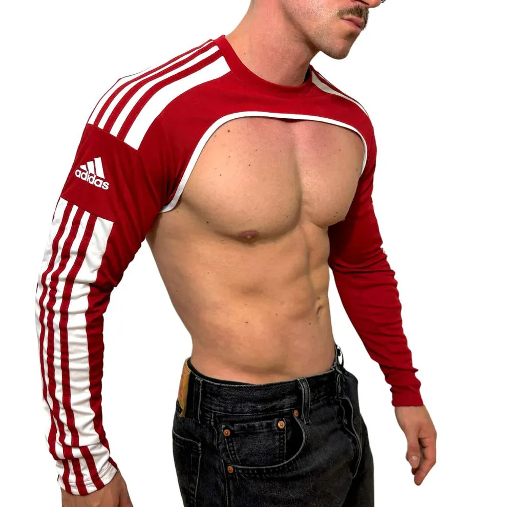 Adidas Sport Shoulders Crop Top Long Sleeves Red Top BY SNEAKERMASK
