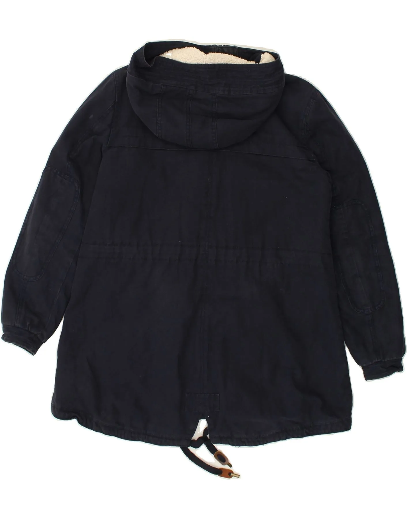 ADIDAS Womens Hooded Sherpa Jacket UK 10 Small Navy Blue