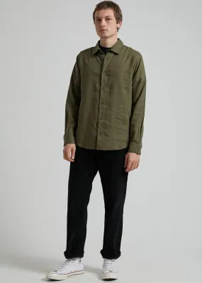 Afends Mens Standard - Hemp Long Sleeve Shirt - Dark Olive