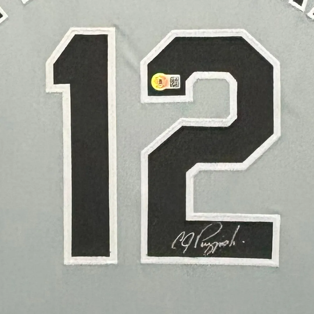 AJ Pierzynski Signed 06 WS Champs Chicago Grey Custom Suede Matte Framed Baseball Jersey (Beckett)