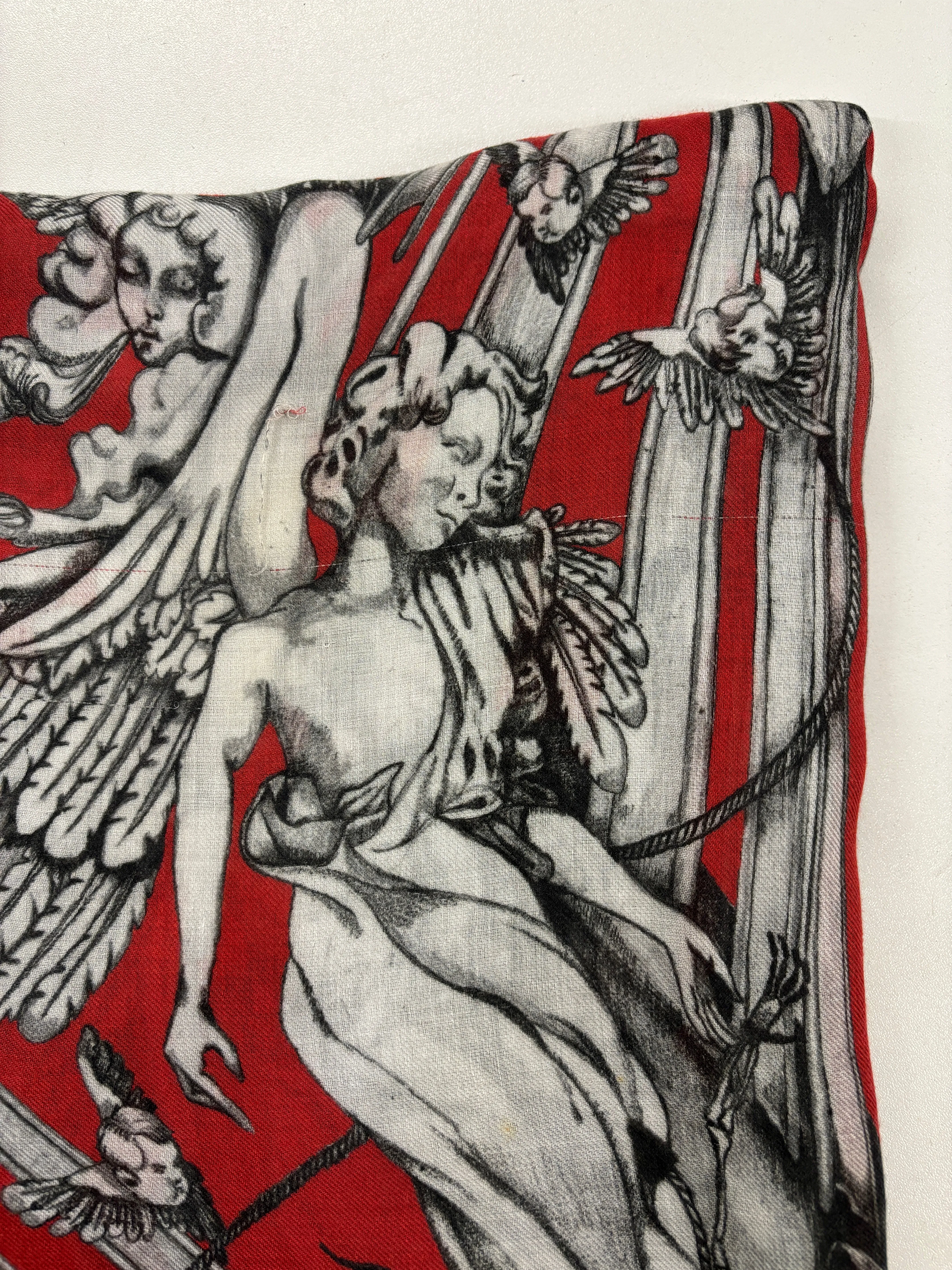 Alexander McQueen Red Angel Skull Scarf