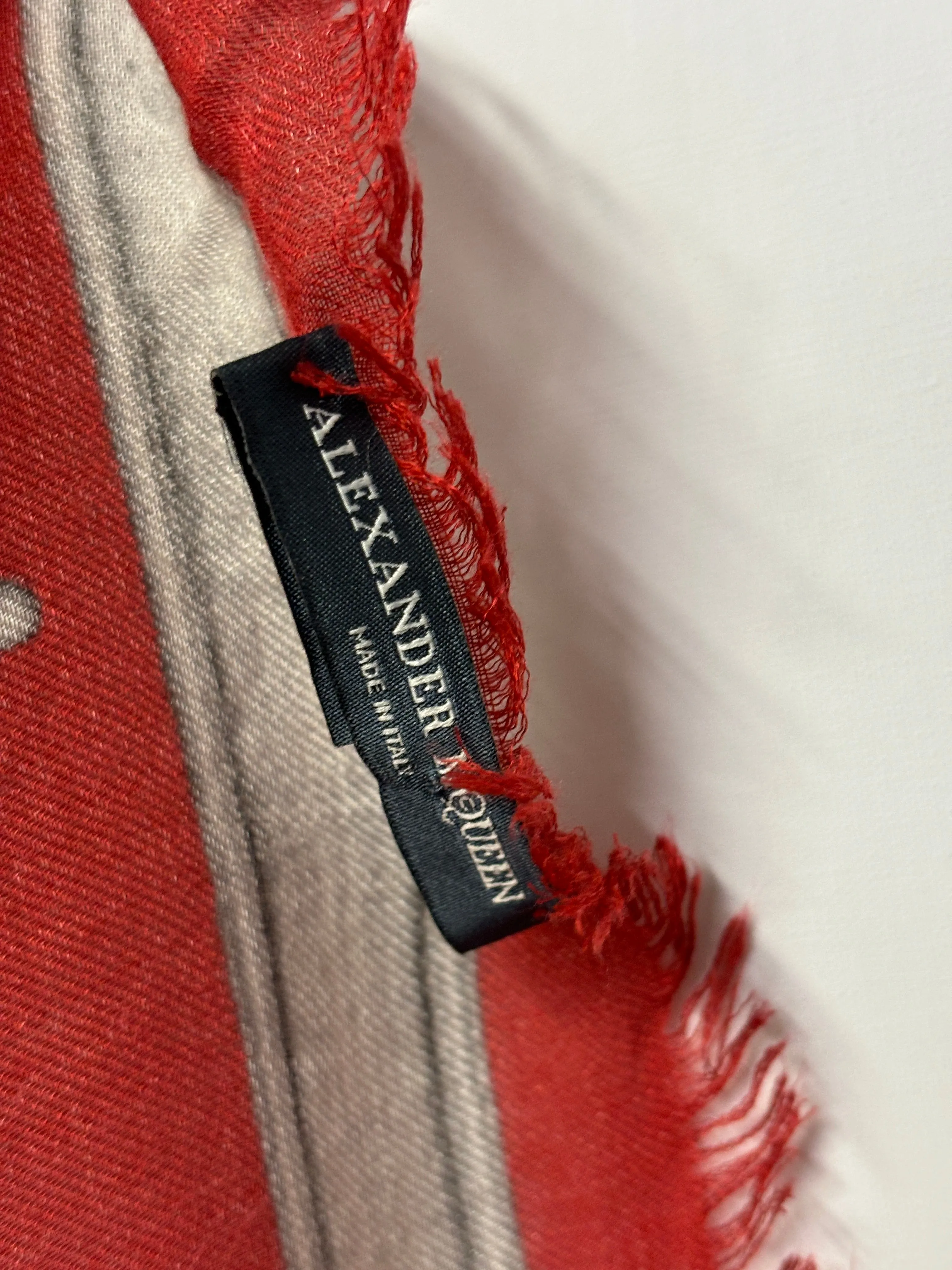 Alexander McQueen Red Angel Skull Scarf