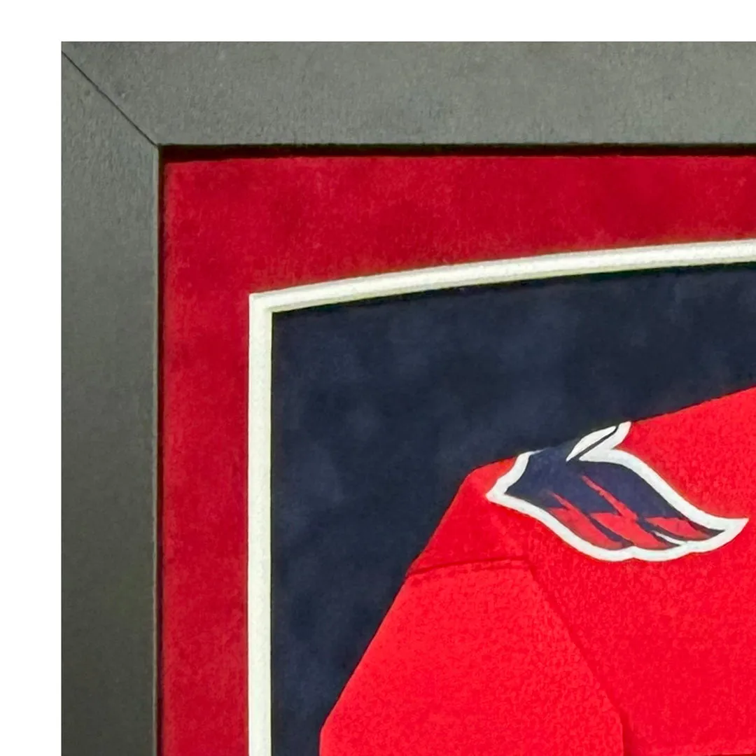 Alexander Ovechkin Red Signed 2018 SC Champs Red Custom Suede Matte Framed Hockey Jersey (Fanatics)