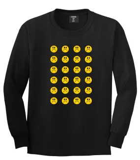 All Over Sad Face Mens Long Sleeve T-Shirt