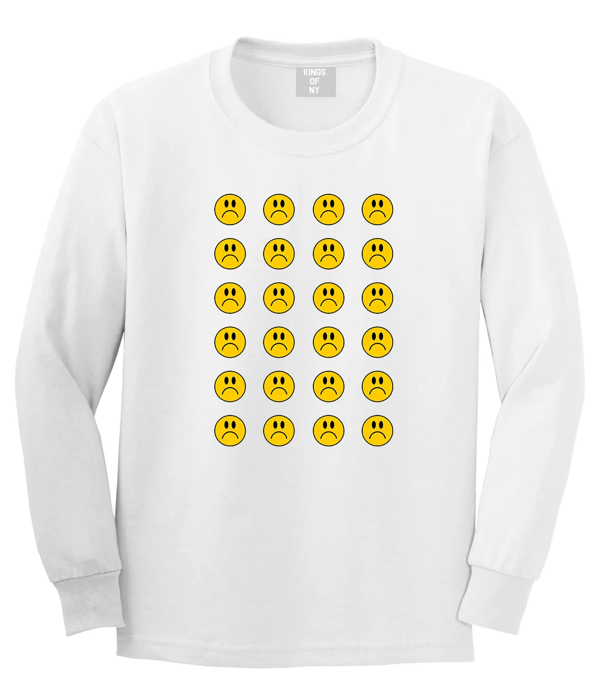 All Over Sad Face Mens Long Sleeve T-Shirt