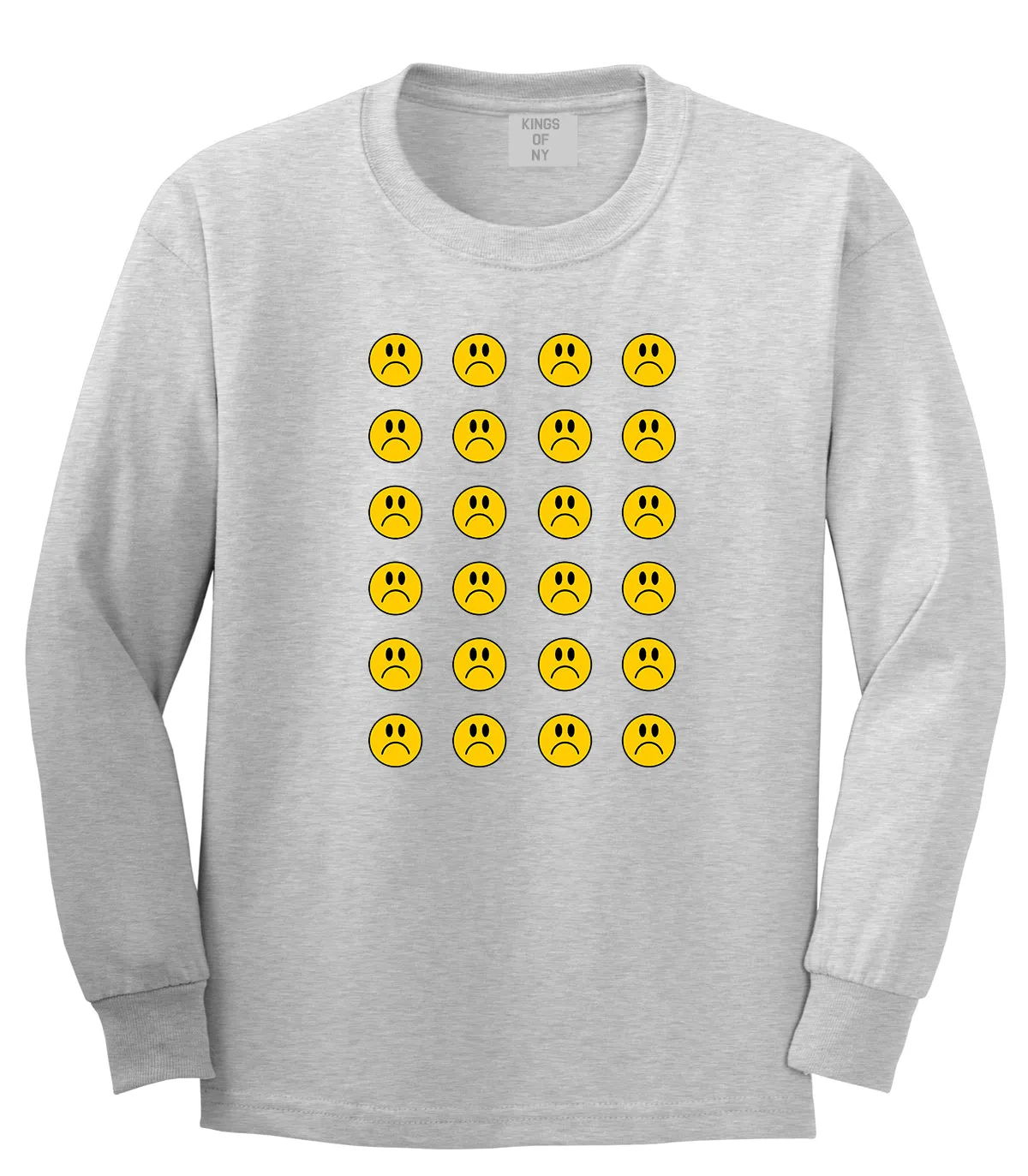 All Over Sad Face Mens Long Sleeve T-Shirt