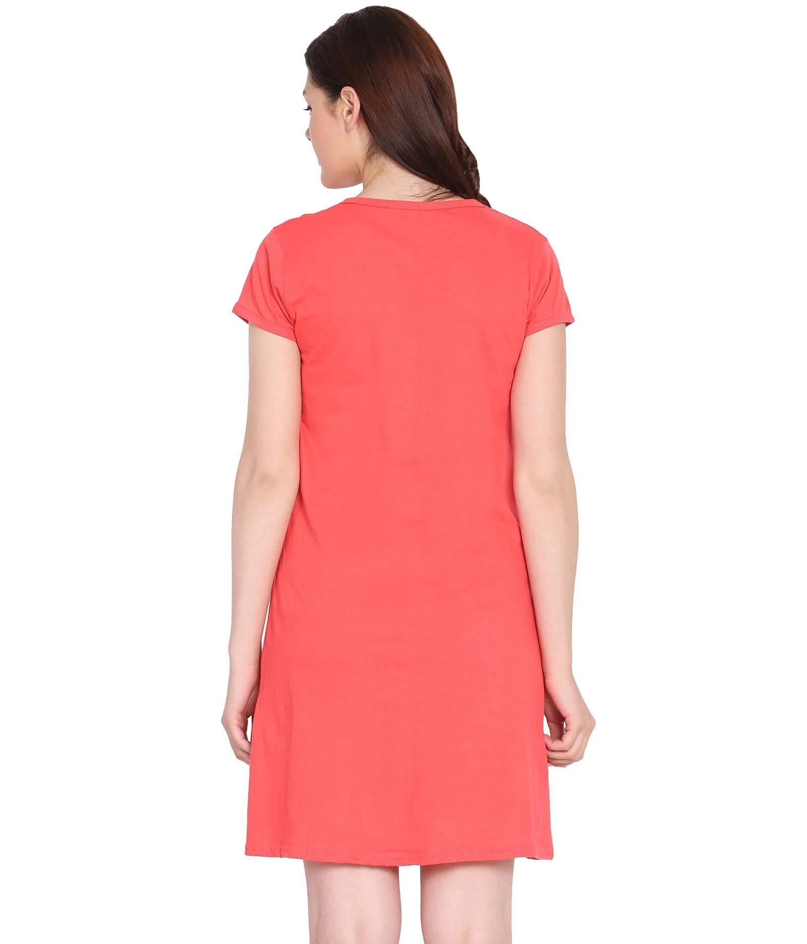 American-Elm Women's Dark Pink Cotton Half Sleeve Regular Fit Night Dress