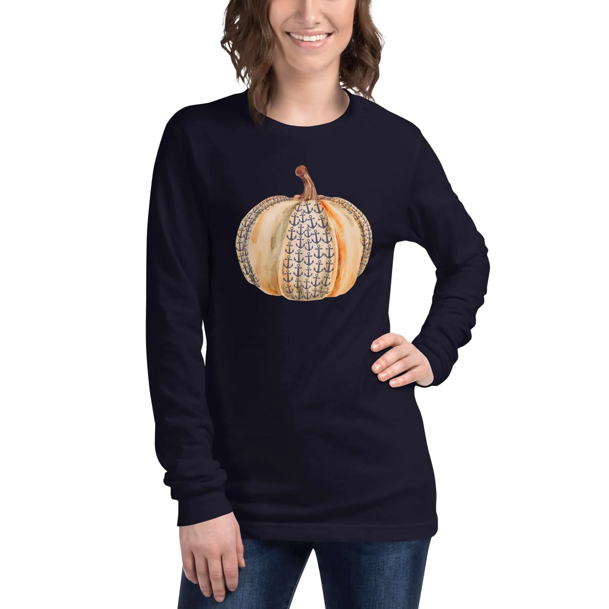 Anchor Pumpkin Fall Long Sleeve Lake Tee