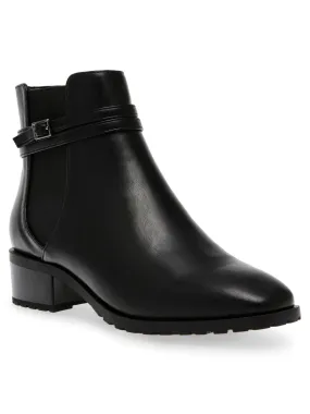 ANNE KLEIN Womens Black Cushioned Cassie Almond Toe Block Heel Buckle Boots Shoes M