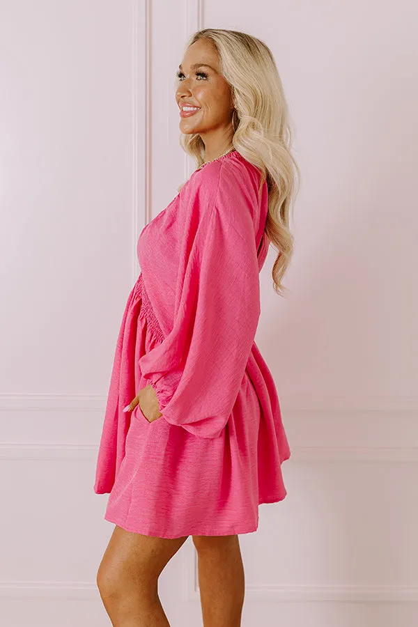 Around The Block Babydoll Dress In Pink
