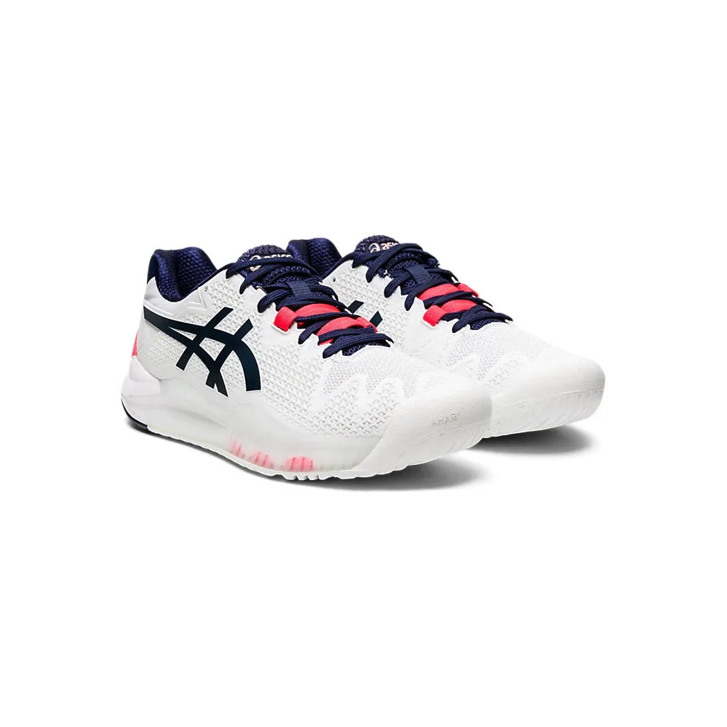 Asics Gel Resolution 8 White Peacoat Womens Tennis Shoes