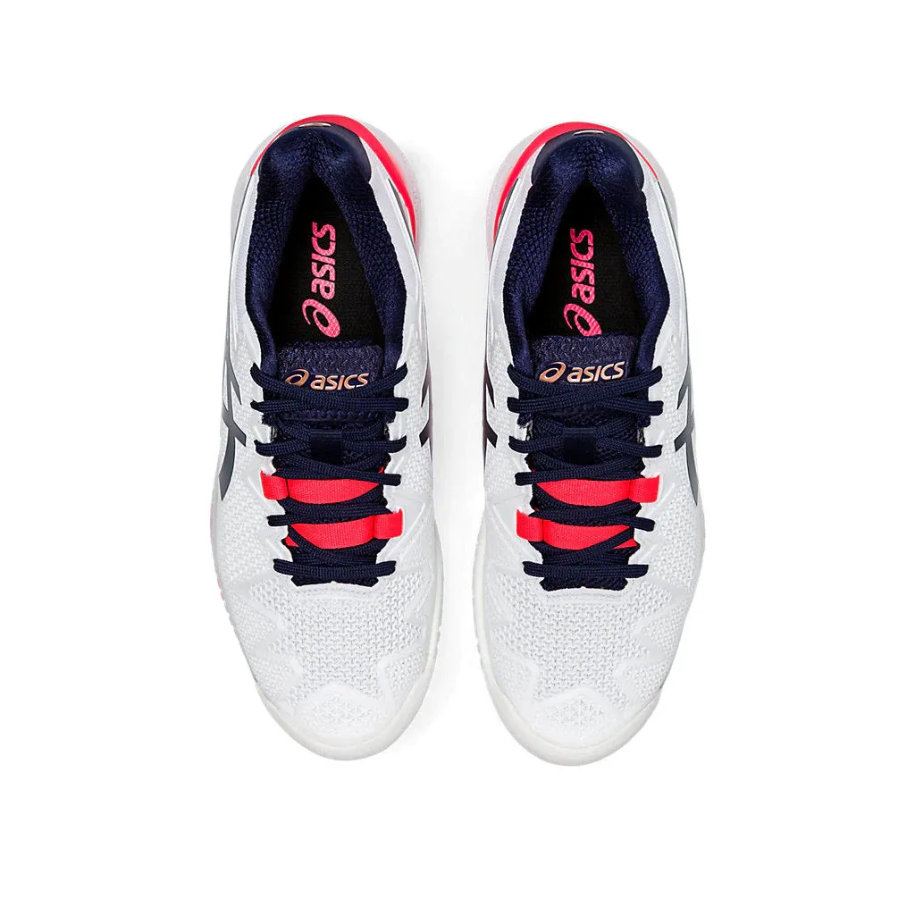 Asics Gel Resolution 8 White Peacoat Womens Tennis Shoes