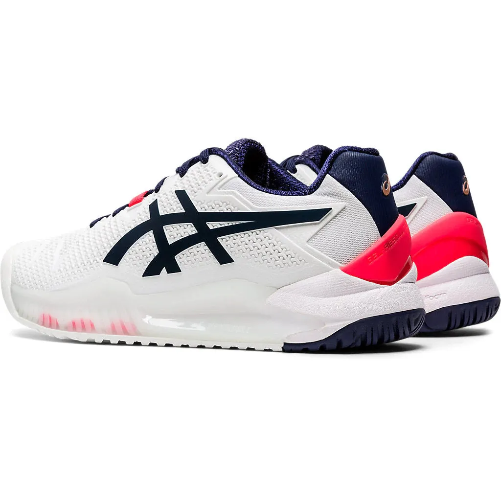 Asics Gel Resolution 8 White Peacoat Womens Tennis Shoes
