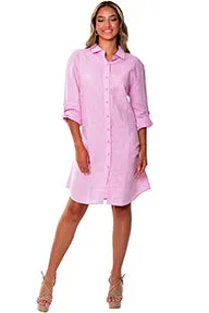 Azucar Ladies 100% Linen Yarn-Dye - 3/4 Sleeve Roll-Up In (9) Colors (2) Pocket Design Shirt/Dress - LLD1725