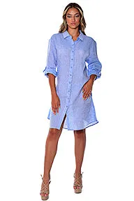 Azucar Ladies 100% Linen Yarn-Dye - 3/4 Sleeve Roll-Up In (9) Colors (2) Pocket Design Shirt/Dress - LLD1725