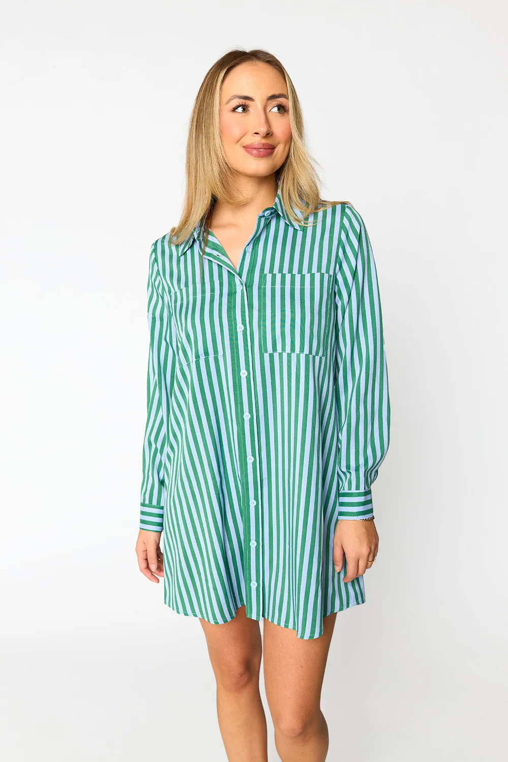 Beau Mini Shirt Dress Cucumber Water