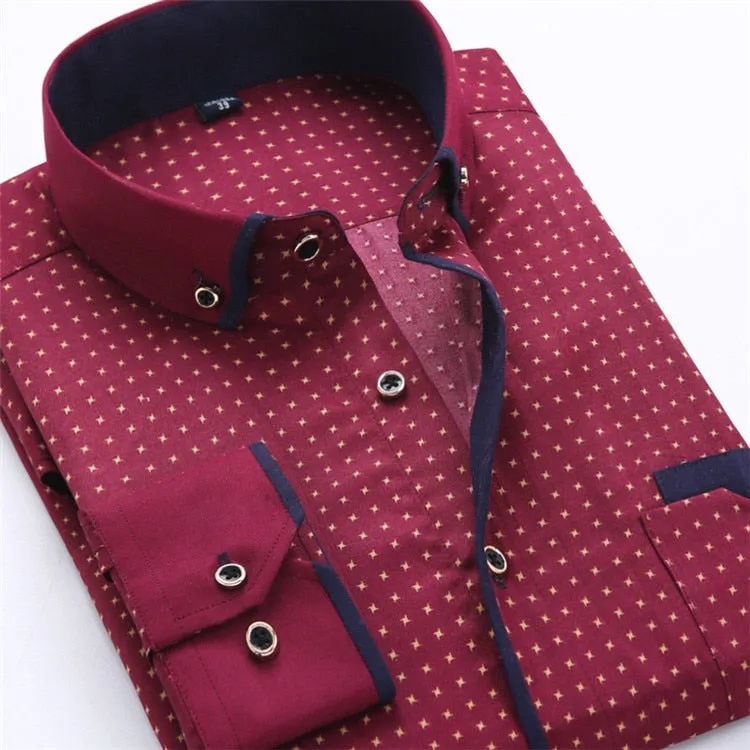 Big Size 4XL Men  Shirt 2022 New Arrival Long Sleeve Slim Fit Button Down Collar High Quality Printed Business Shirts MCL18