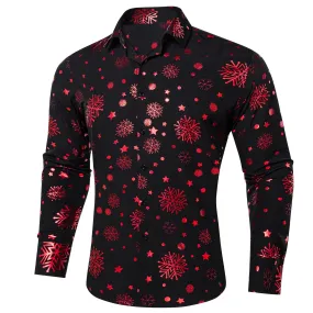 Black Red Snowflakes Long Sleeve Shirt Christmas
