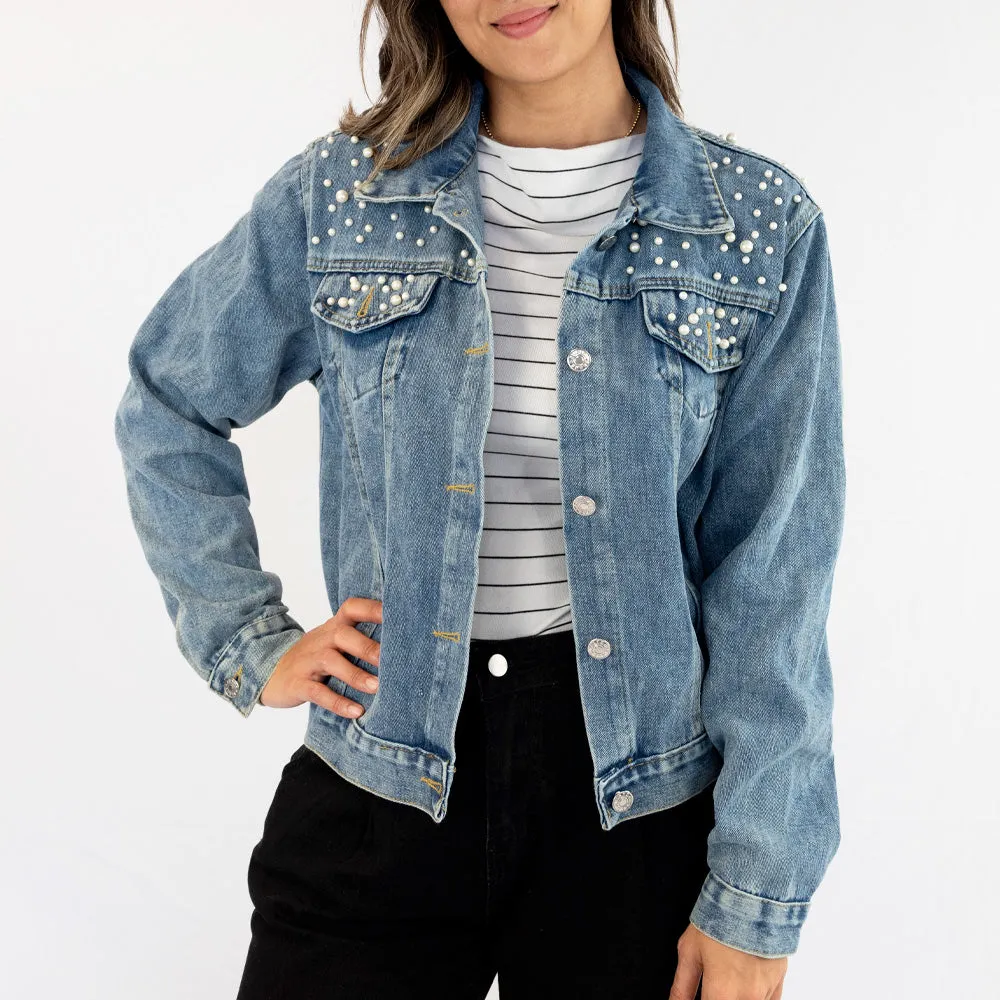 (Blue Pearl) Style Wifey Denim Jacket