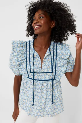 Blue Trellis Floral Rosaleigh Blouse