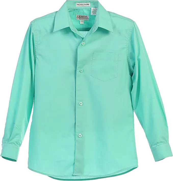 Boy's Long Sleeve Solid Dress Shirt - Mint